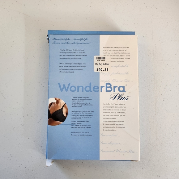 Wonderbra Plus New In Box Size 40D Stylr 1981 Black Unpadded Underwire Unlined - Picture 7 of 7